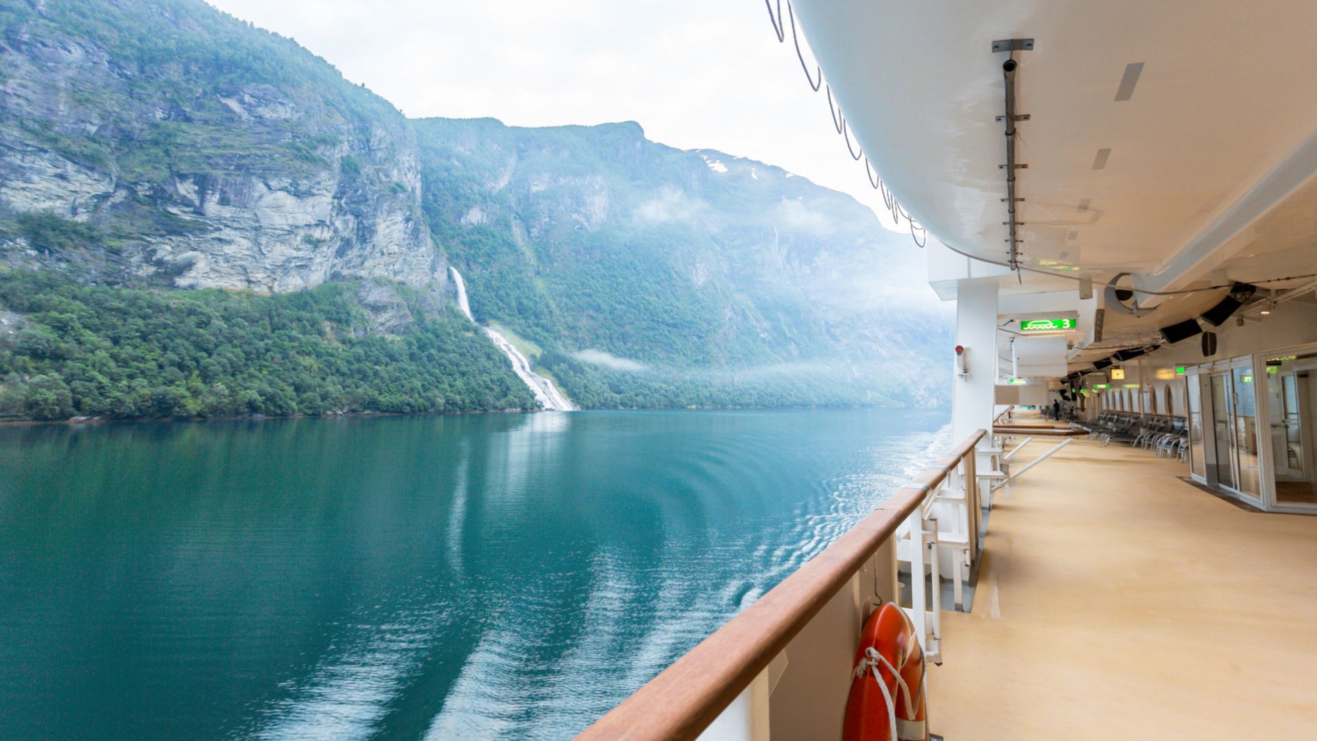 View from a cruise ship to the mountains