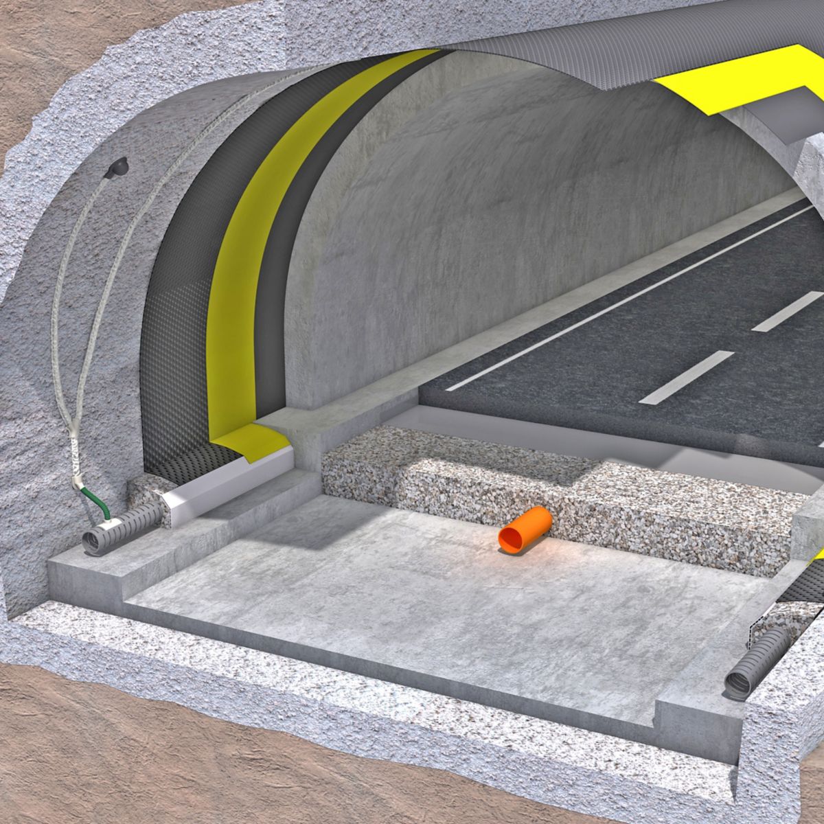 Systemaufbau Tunnelabdichtung druckwasserentlastend | Sika Österreich