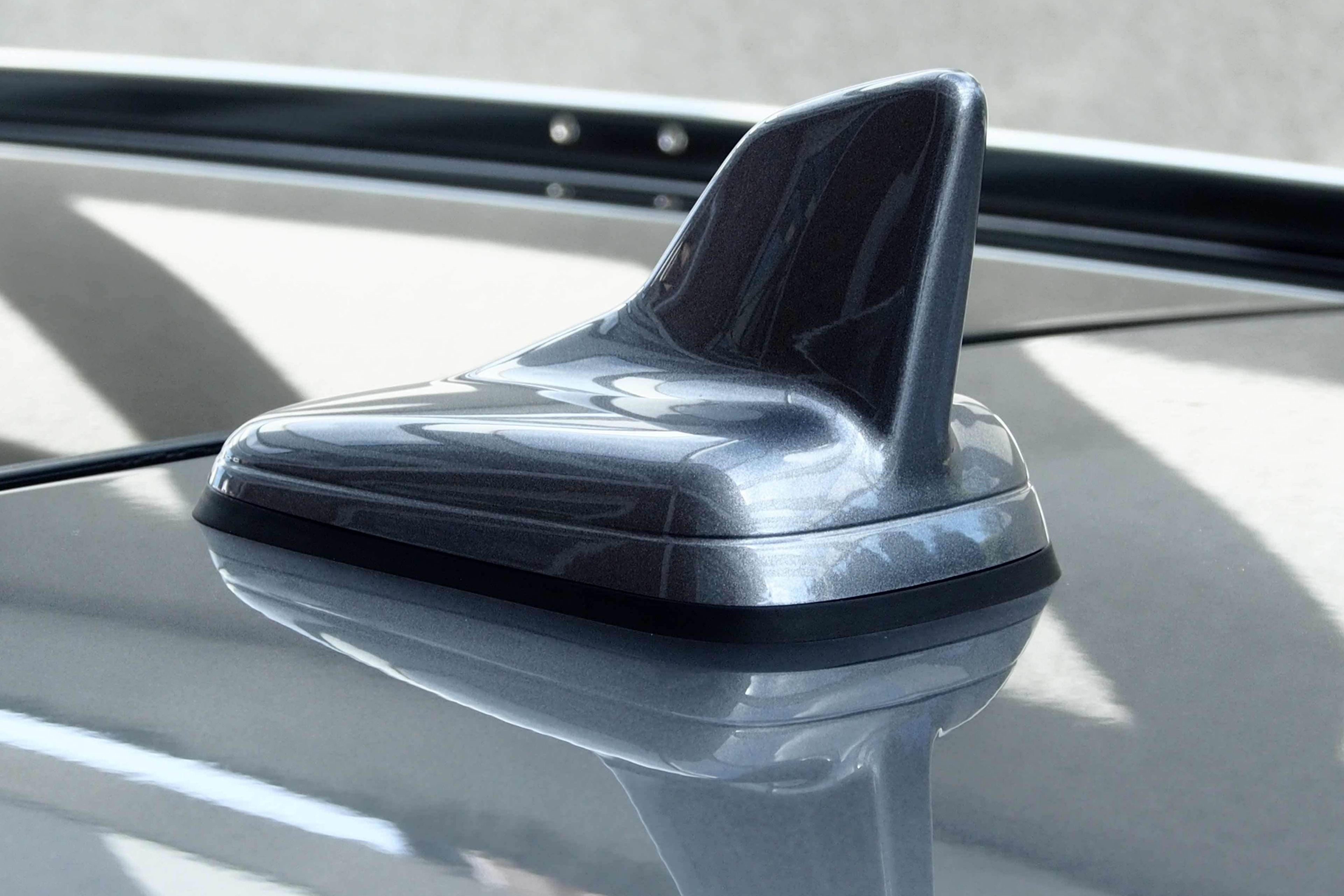 View of vehicle shark fin antenna bonded with Sika Assembly Adhesive Solutions