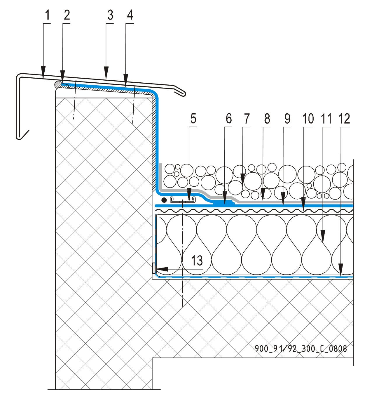 CAD Detalji  -  Sultav Balastnog Krova  -  Parapetni Zid