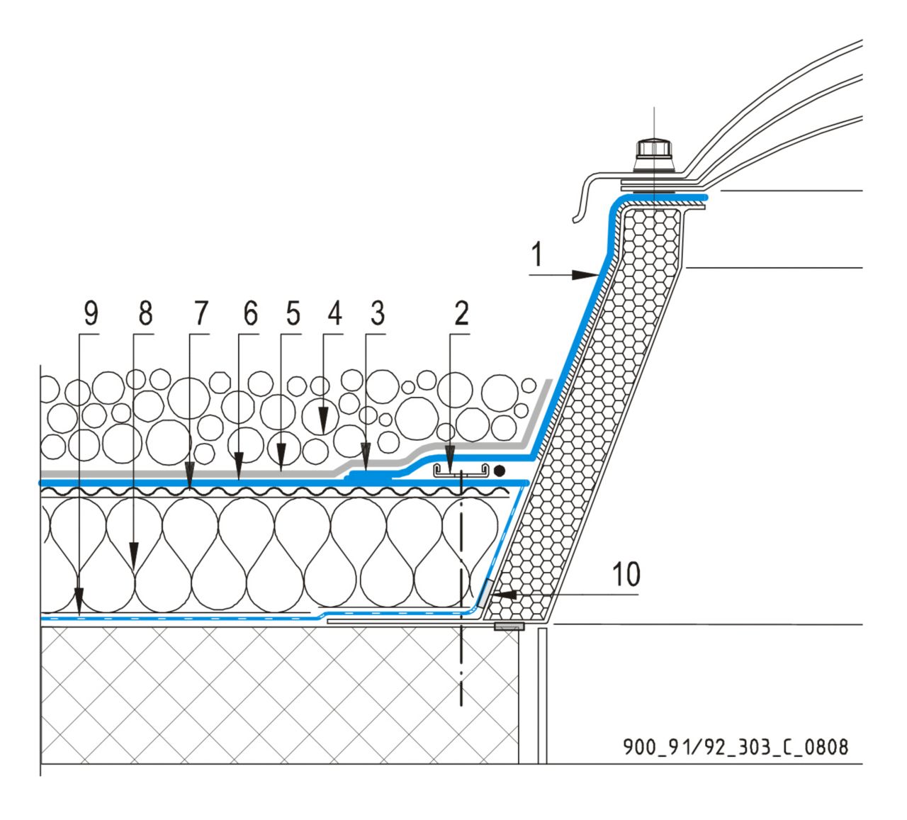 CAD Detalji - sustav balastnog krova - svjetlarnik