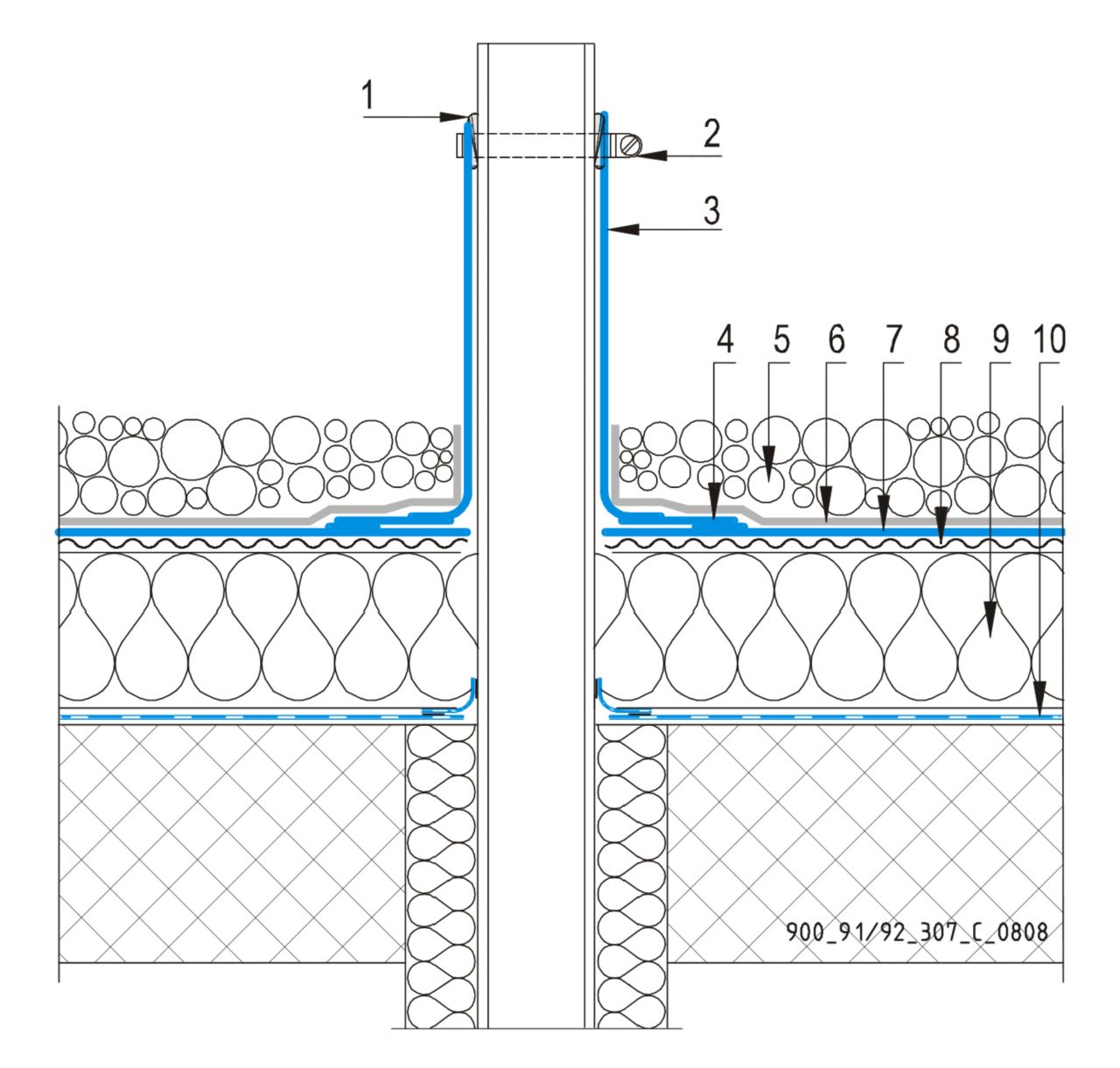 CAD Detalji - sustav balastnog krova - ventilacijska cijev