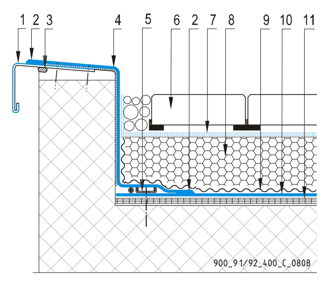 CAD Detalji  -  Sultav Inverznog Krova  -  Parapetni Zid