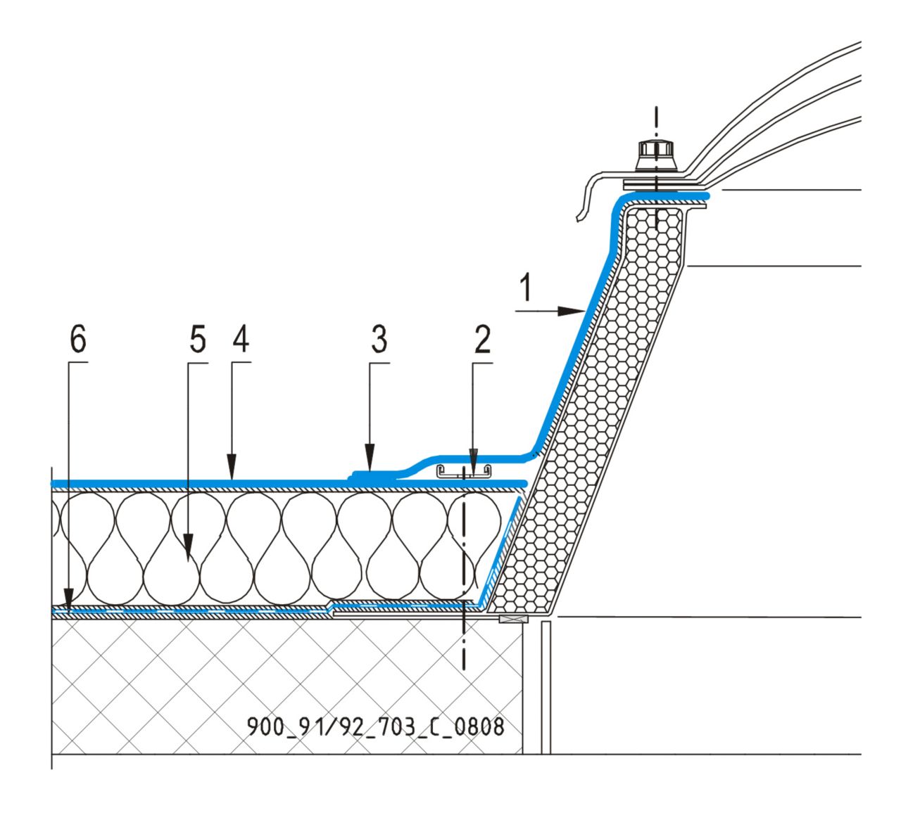 CAD Detalji - sustav lijepljenog krova - svjetlarnik