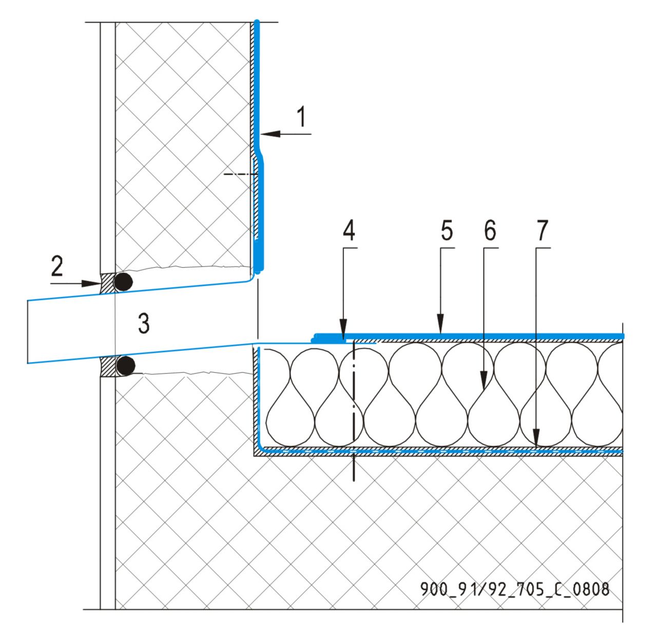 CAD Detalji - sustav lijepljenog krova - zidni slivnik