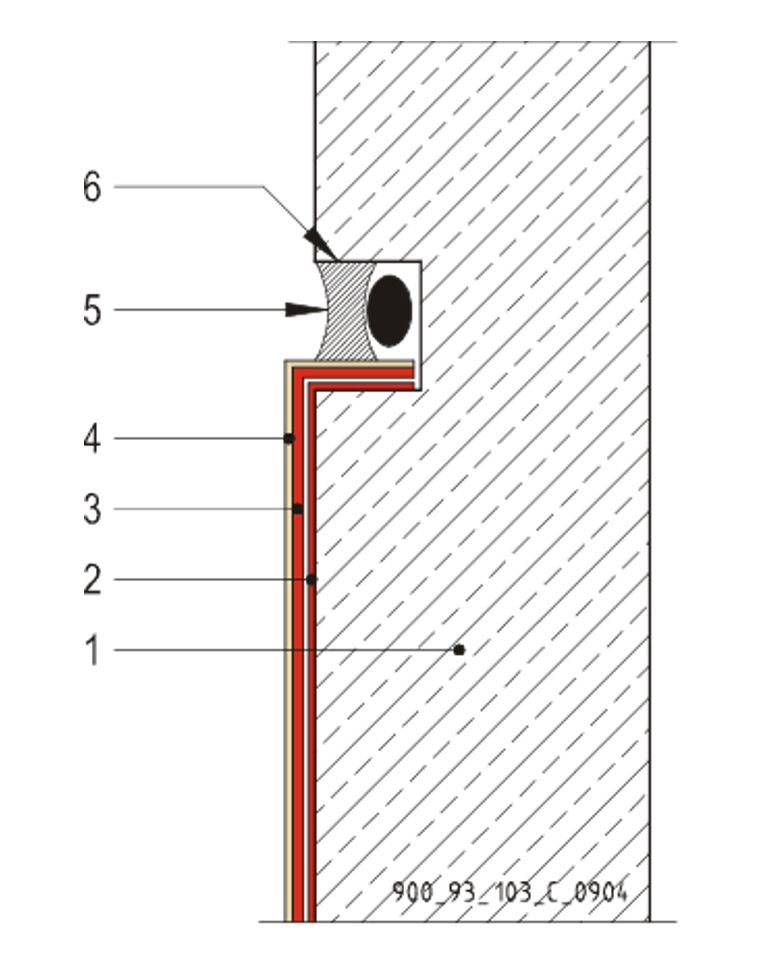 CAD Detalji - MTC membrane - vertikalna površina sa zarezom