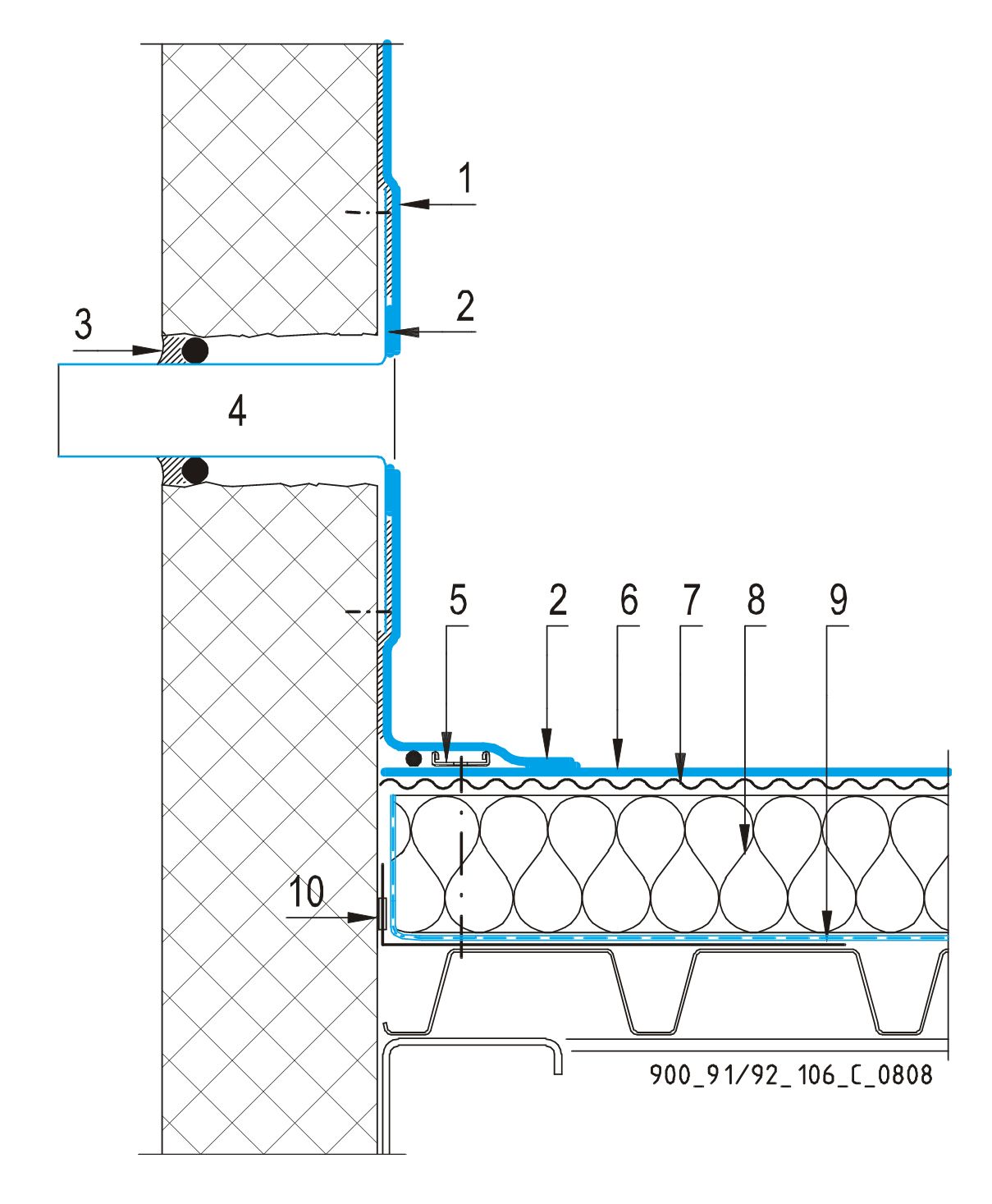 CAD Detalji - sustav mehanički prišvršćenog krova - preljev
