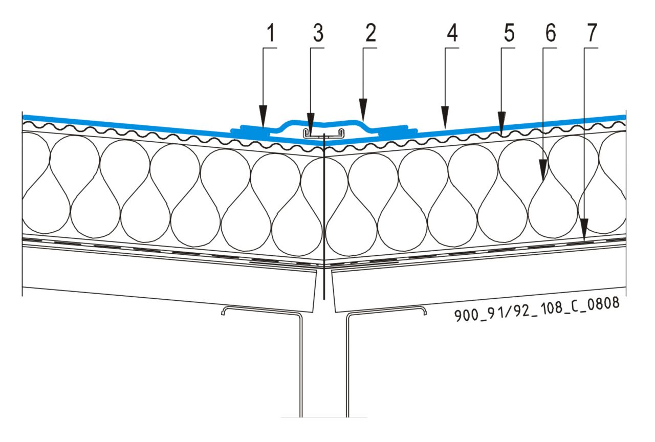 CAD Detalji - sustav mehanički prišvršćenog krova - uvala