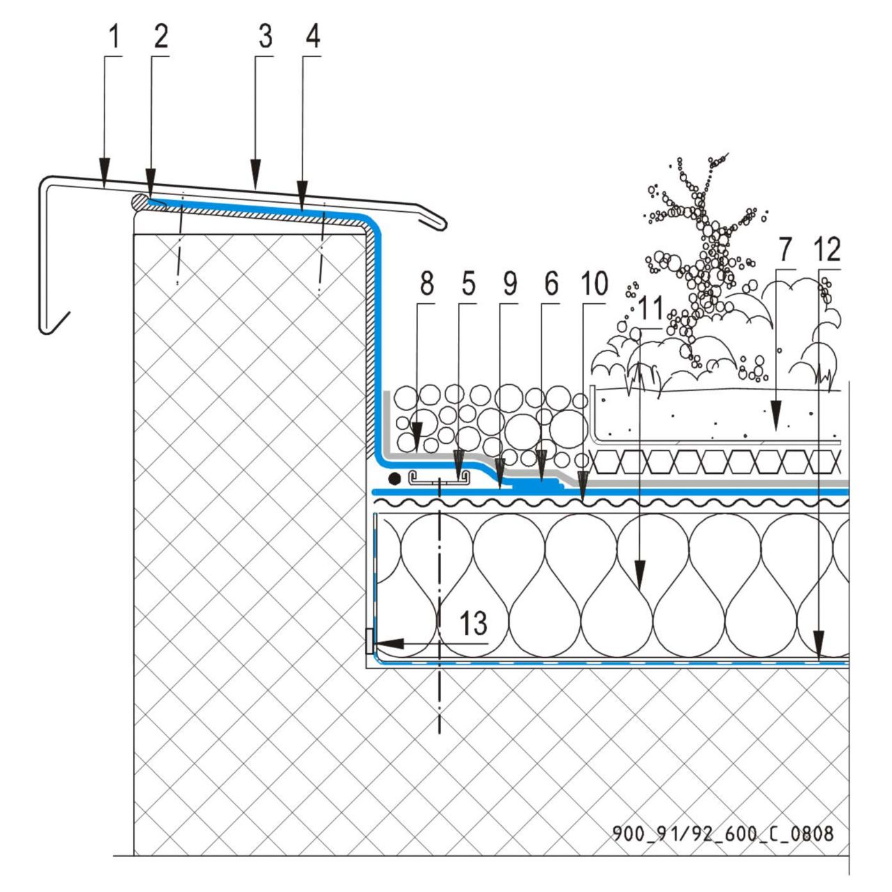 CAD Detalji  -  Sultav Zelenog Krova  -  Parapetni Zid