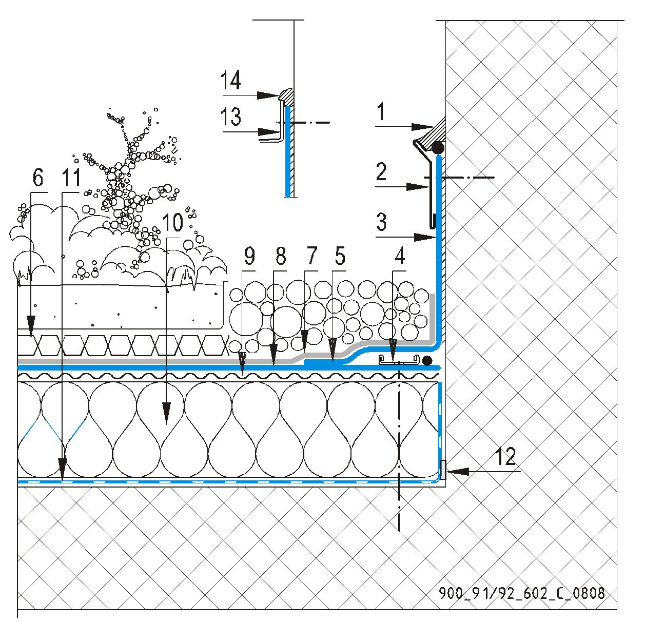 CAD Detalji - sustav zelenog krova - vertikalna površina