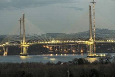 The Queensferry Crossing, which spans the Firth of Forth in eastern Scotland - Edingburgh