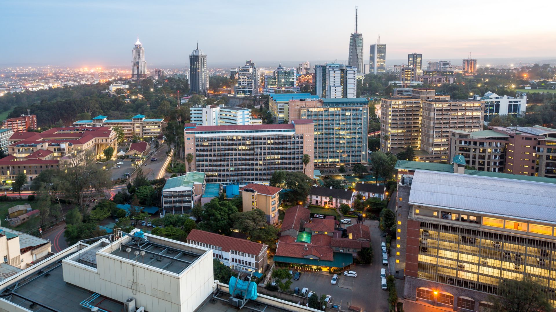 Modern Nairobi cityscape - capital city of Kenya, East Africa