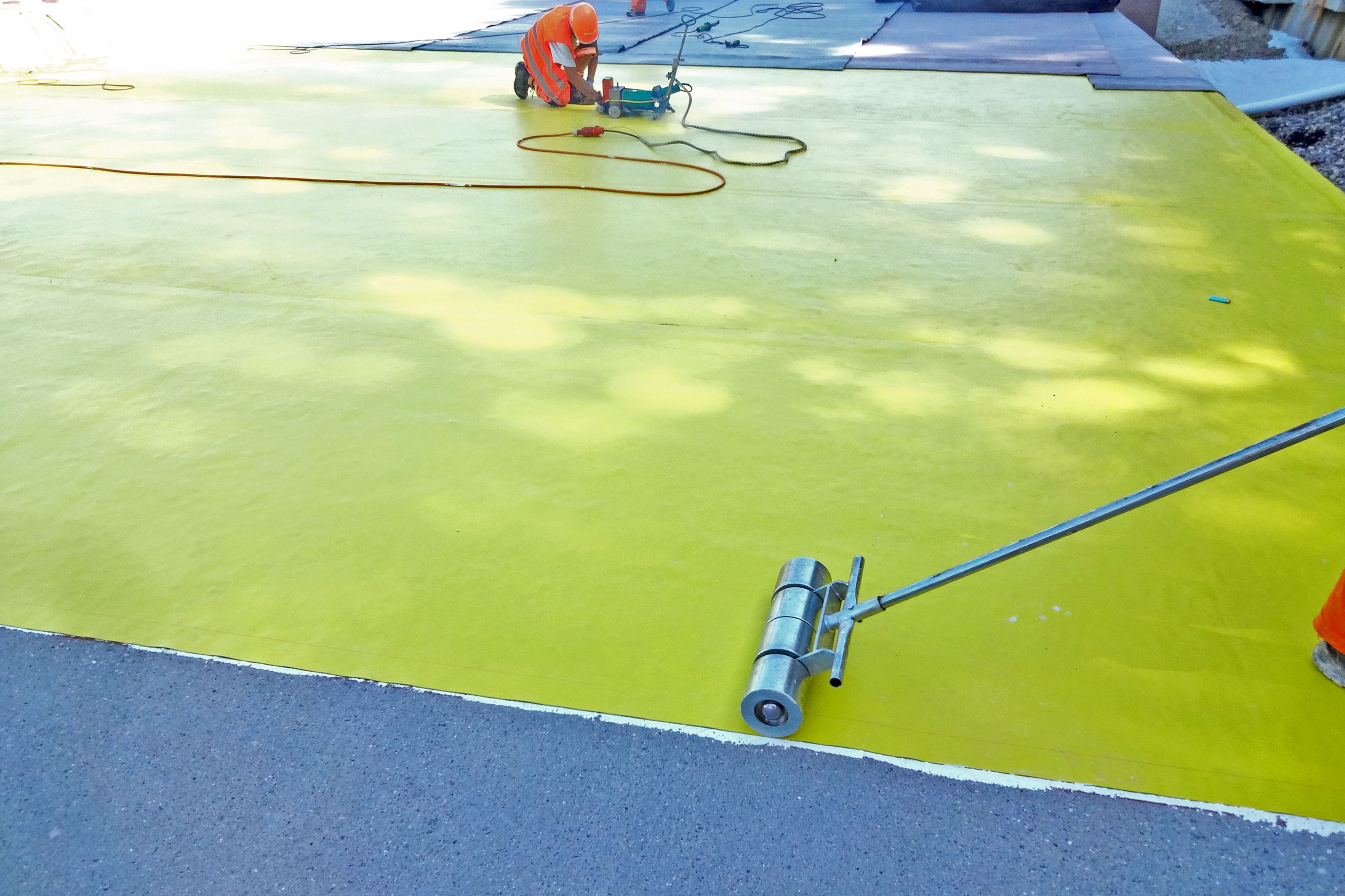 Kunststoff-dichtungsbahn im KleberEindrücken，ÜberlappungenSchweissen。