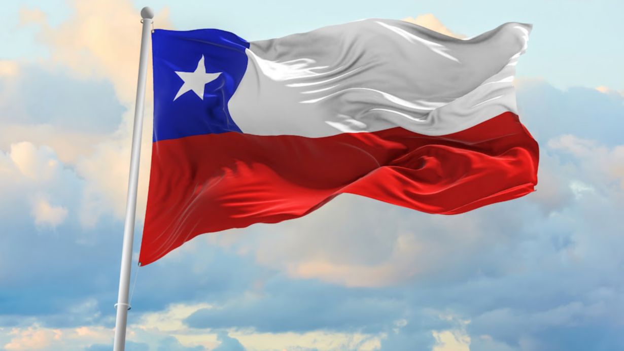 Large Chile flag waving in the wind