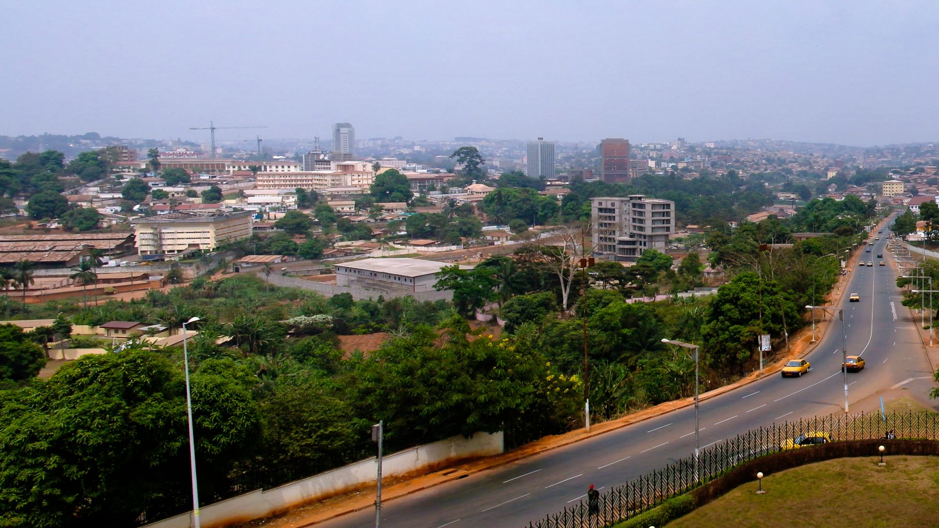 Aerial cityscape view to Yaounde, capital of Cameroon