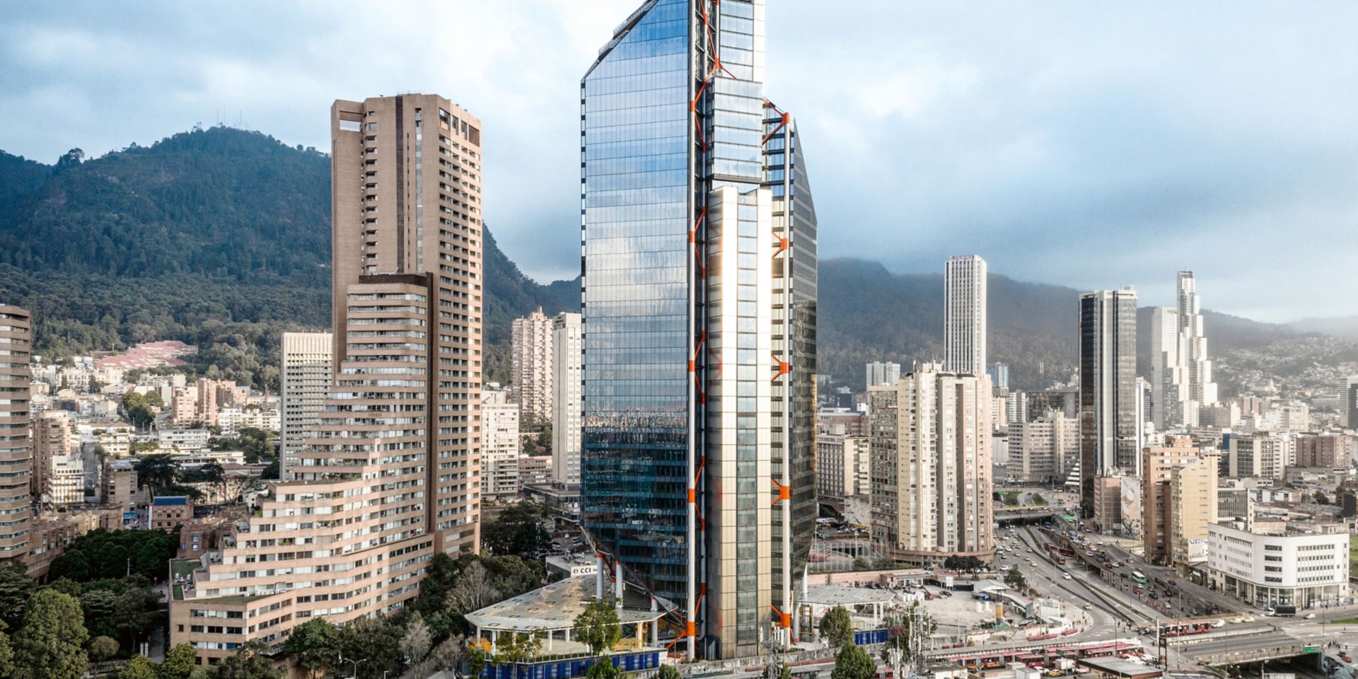 The ATRIO Towers, a two-tower development with spaces for offices, public services and shops, is located in Bogota, Colombia