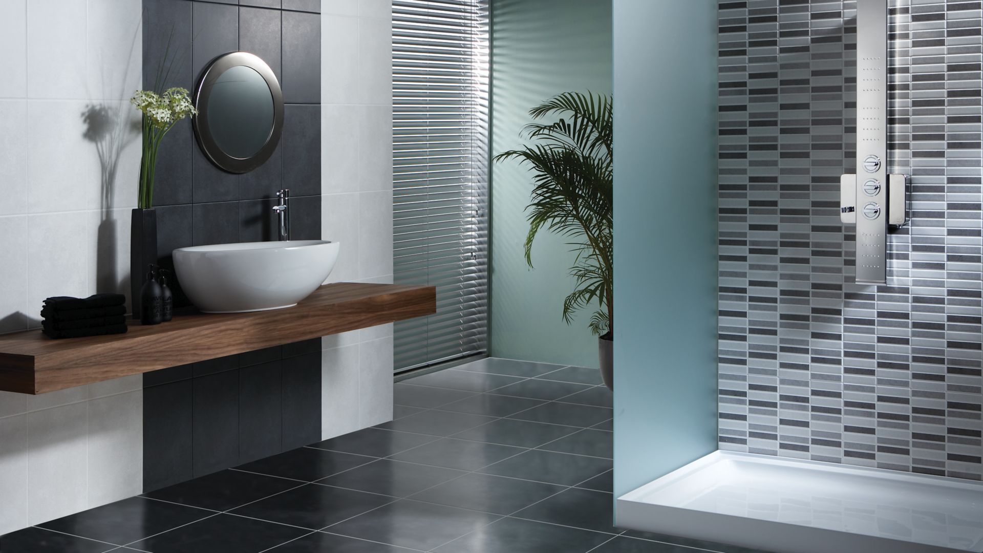 Salle de bain Moderne en gris