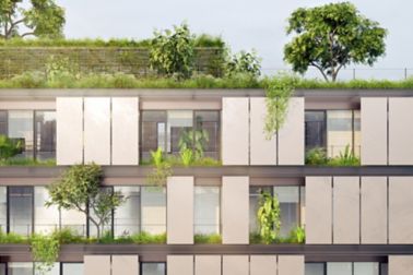 The top of a sustainable green office or residential building