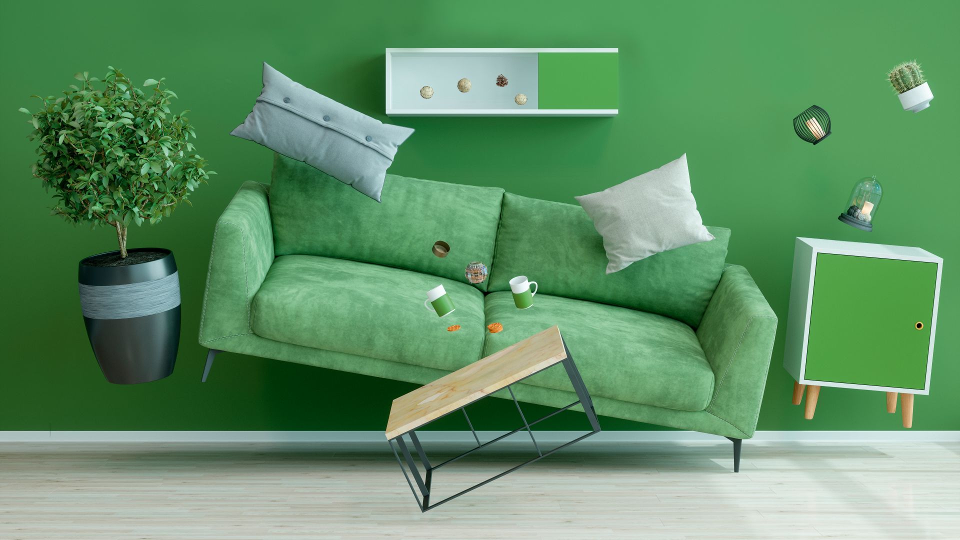 Zero Gravity Green Living Room