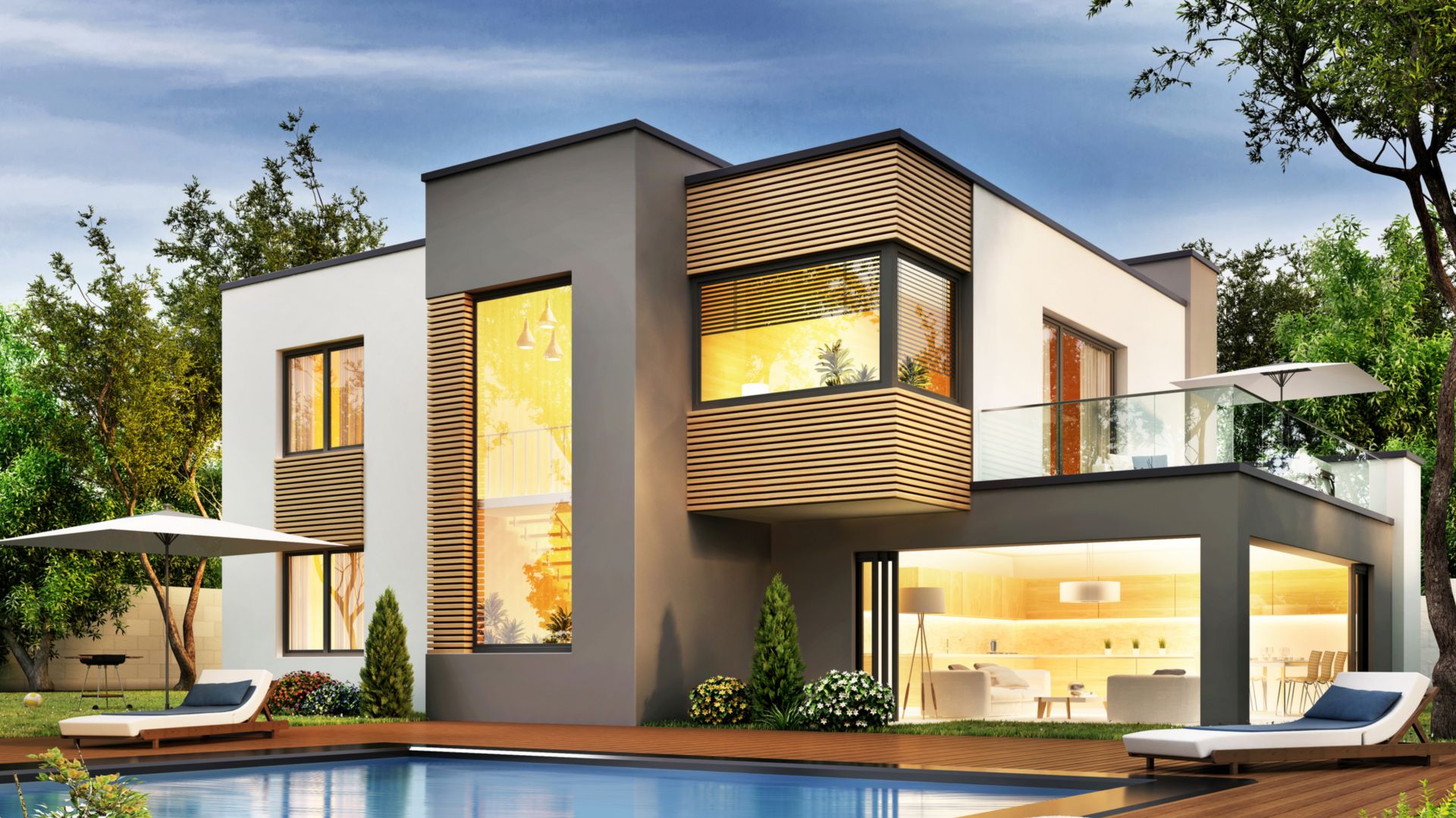 Modern house with terrace and a swimming pool