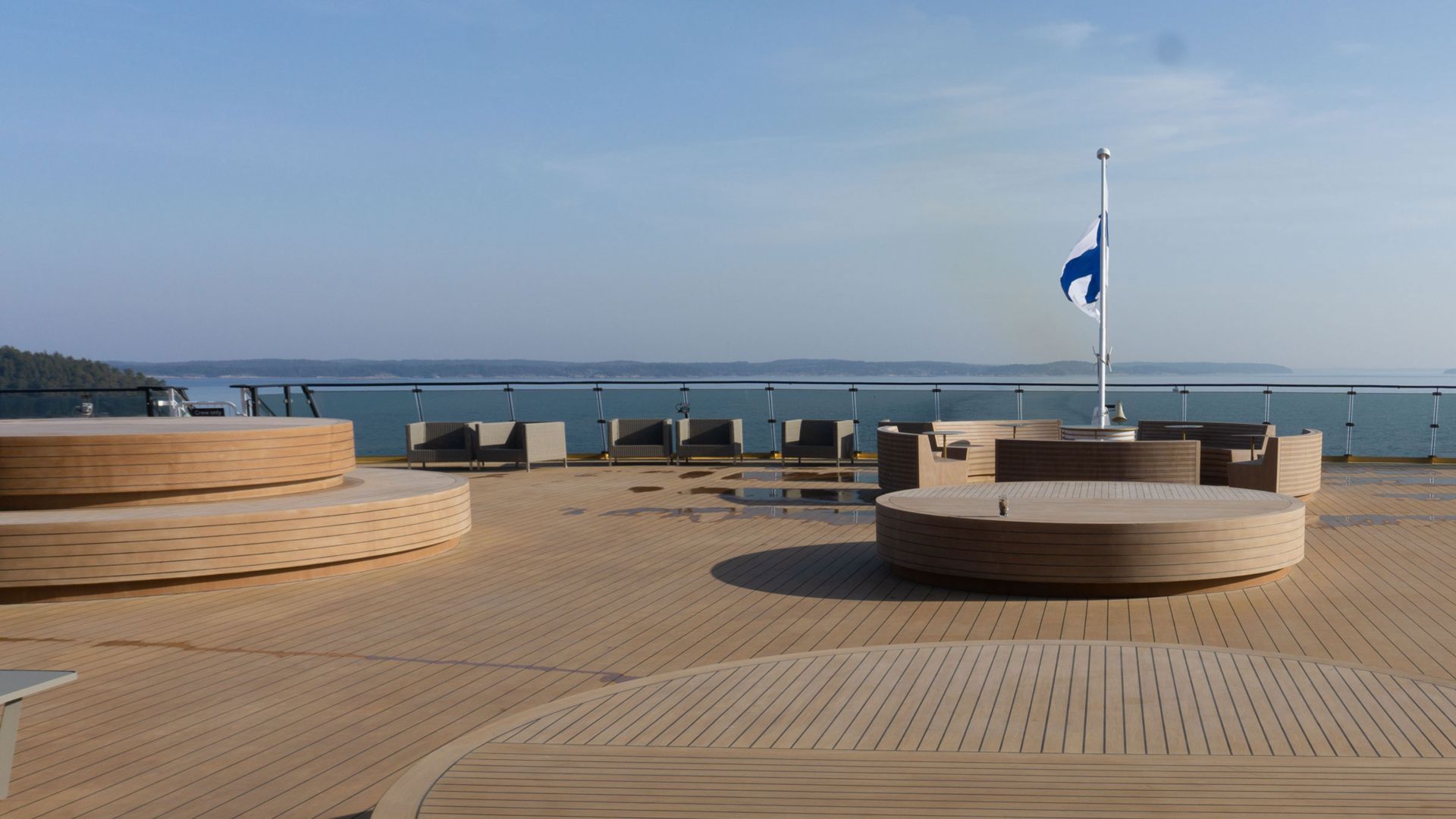 Synthetic teak deck on a cruise ship