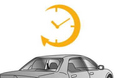 Illustration Safe drive-away time on a windshield