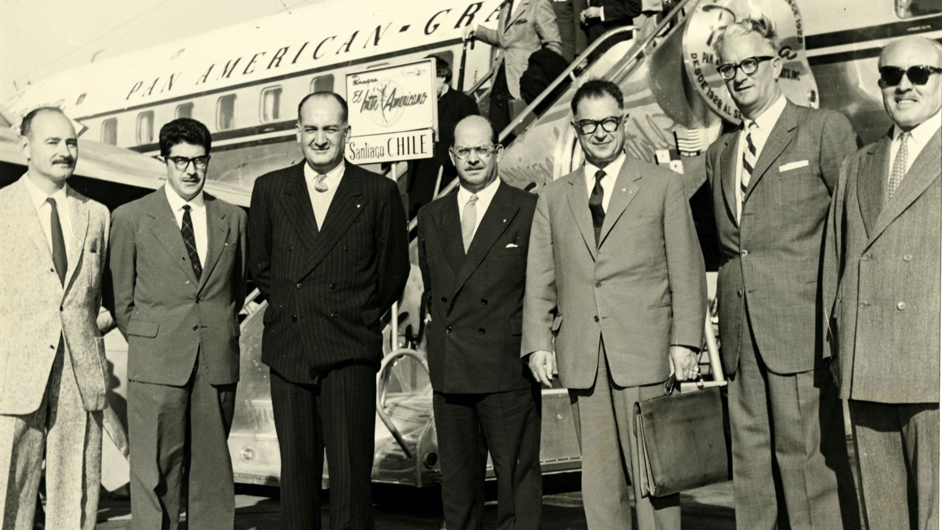 Fritz Schenker (third from right) on a visit in Santiago de Chile, October 1959