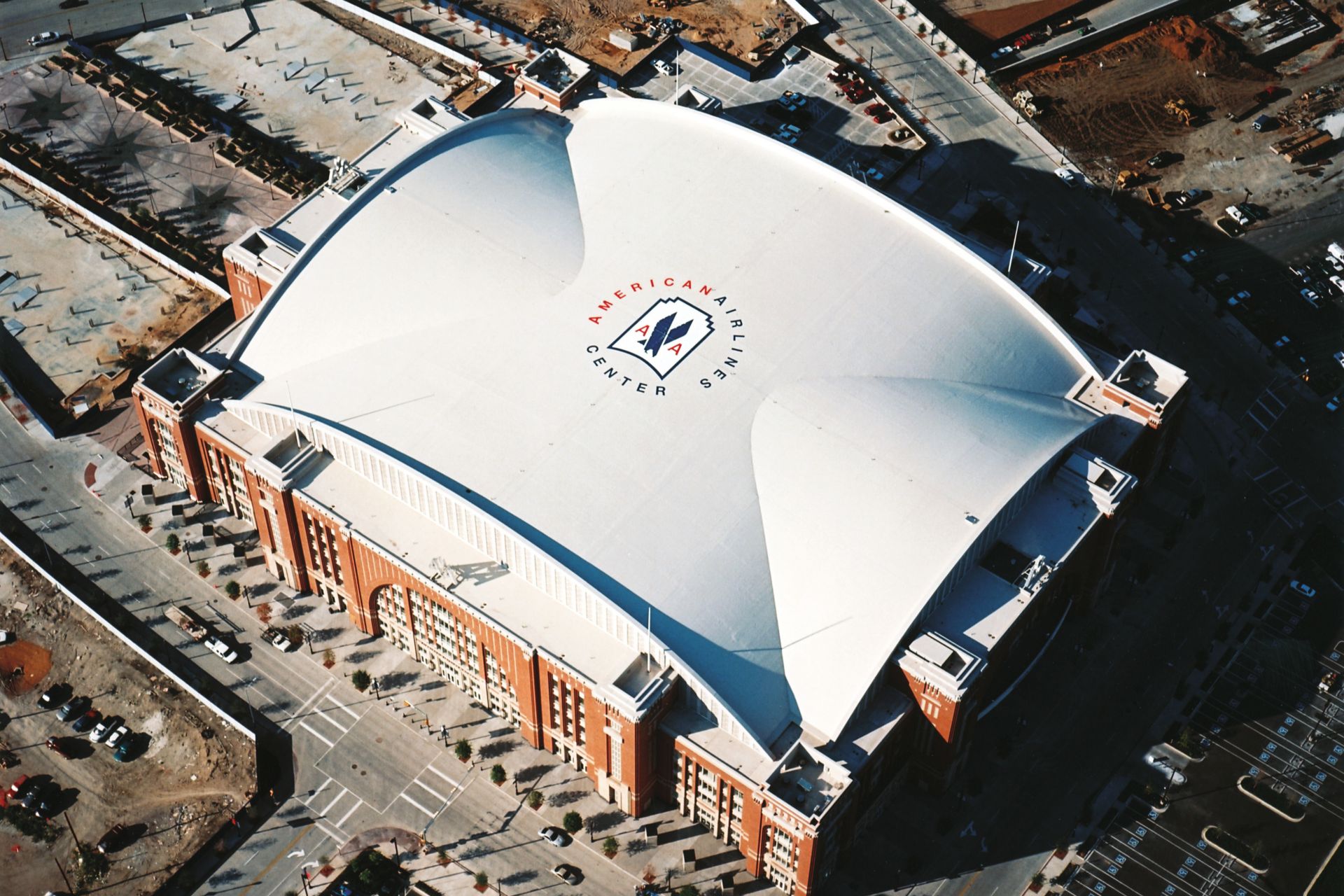 Sika roof graphics applied on American Airlines Center in Dallas, USA