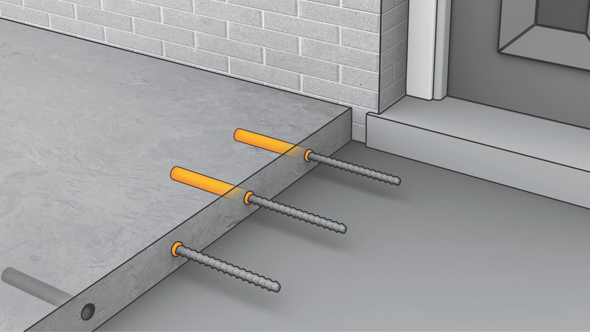 Bolts anchored into concrete with Sika AnchorFix anchoring adhesive