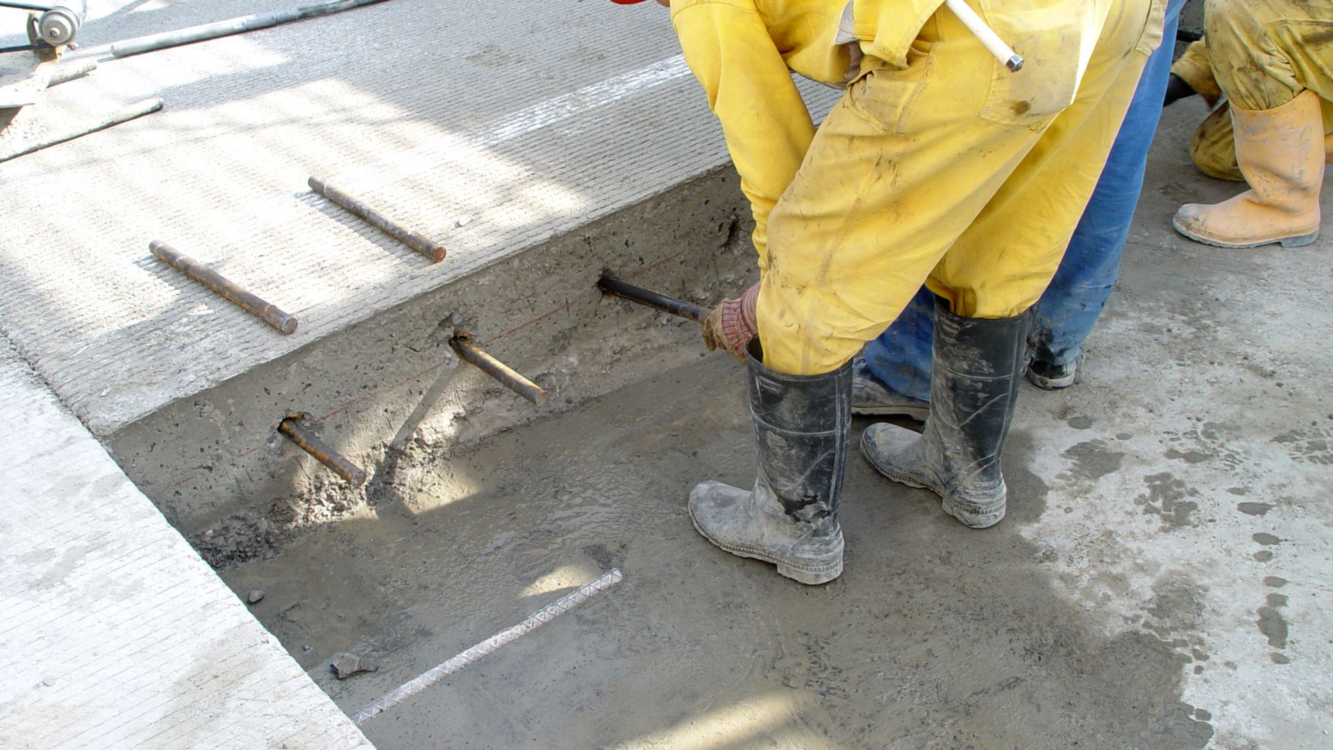 Man Applying Sika AnchorFix at a construction