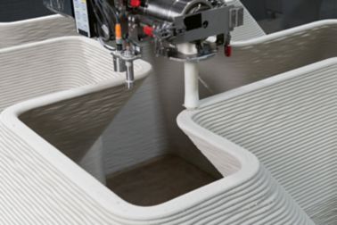 Patented print head developed by Sika for 3D concrete printing