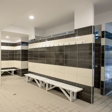 The bathroom of the Epirus Sport and Health Center in Ioannina, Greece