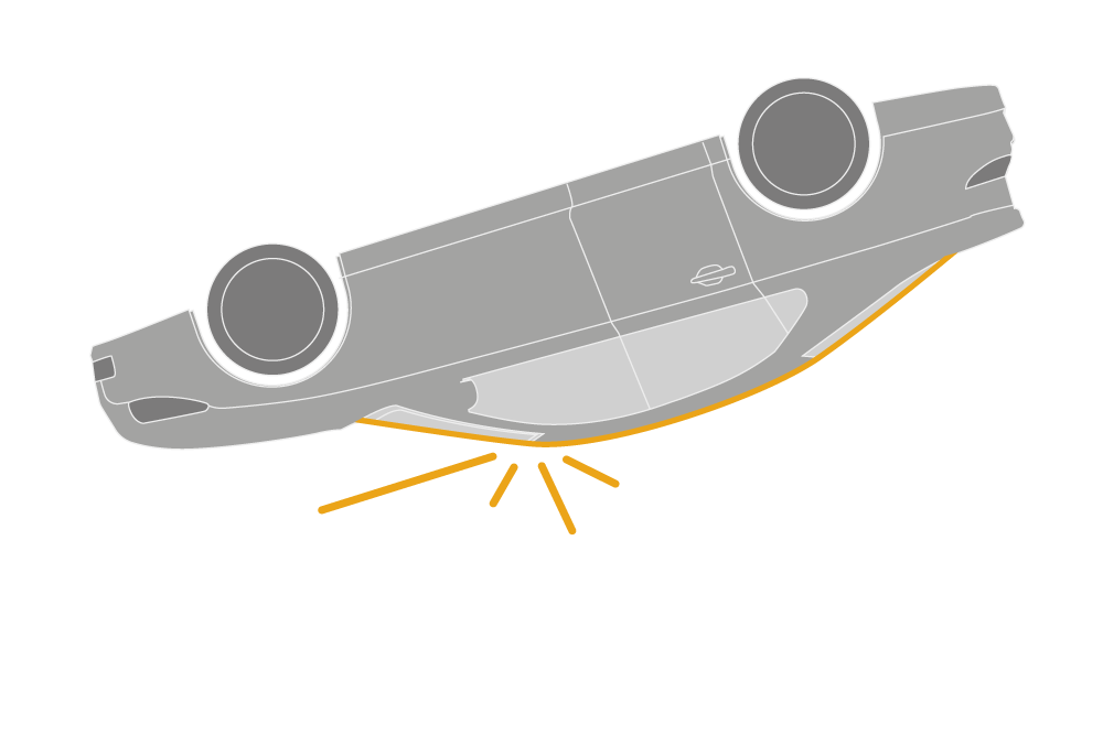Illustration of a car showing a roof crush