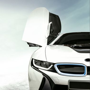 Modern car with open passenger door 