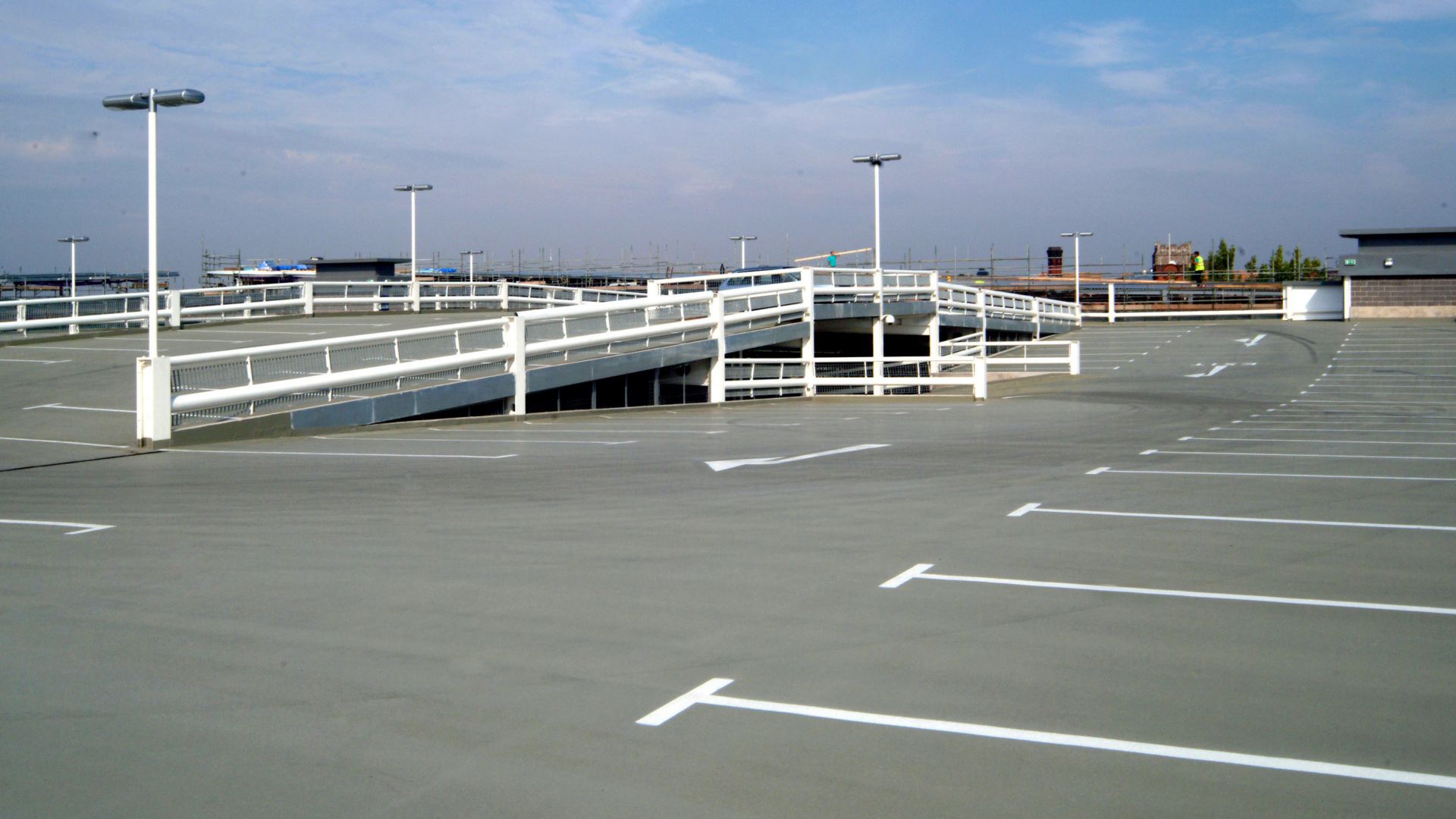 Top deck of a car parking garage