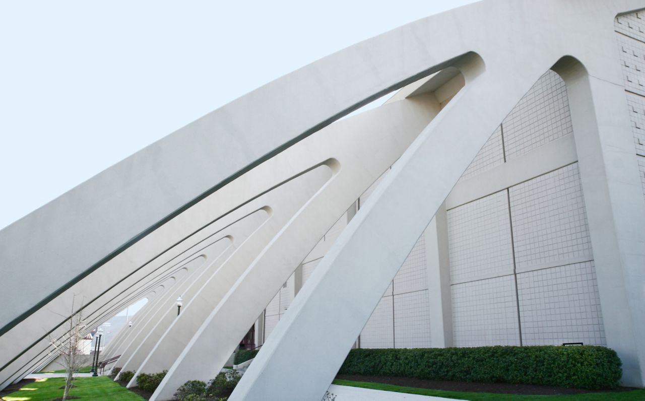 Cassell Coliseum sport center buttress structure after concrete repair renovation