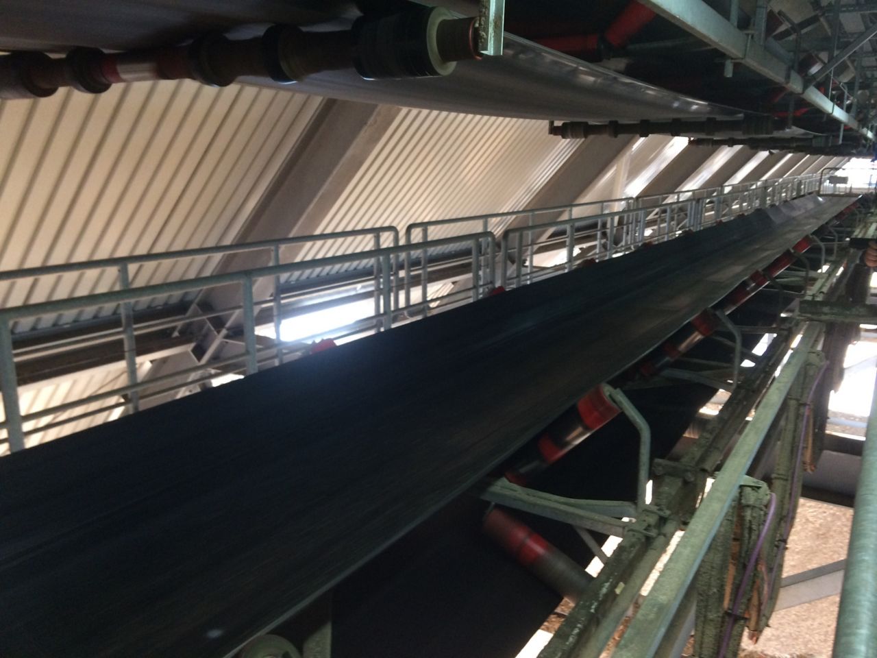 Empty conveyor belt in cement production plant