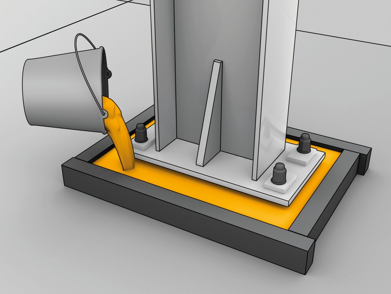 Grouting column base plates with SikaGrout cementitious mortar