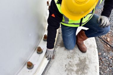 Man checking grouting quality 