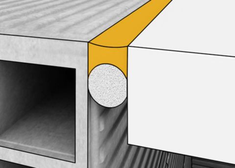 Sealing connection joints between concrete brick and plastic