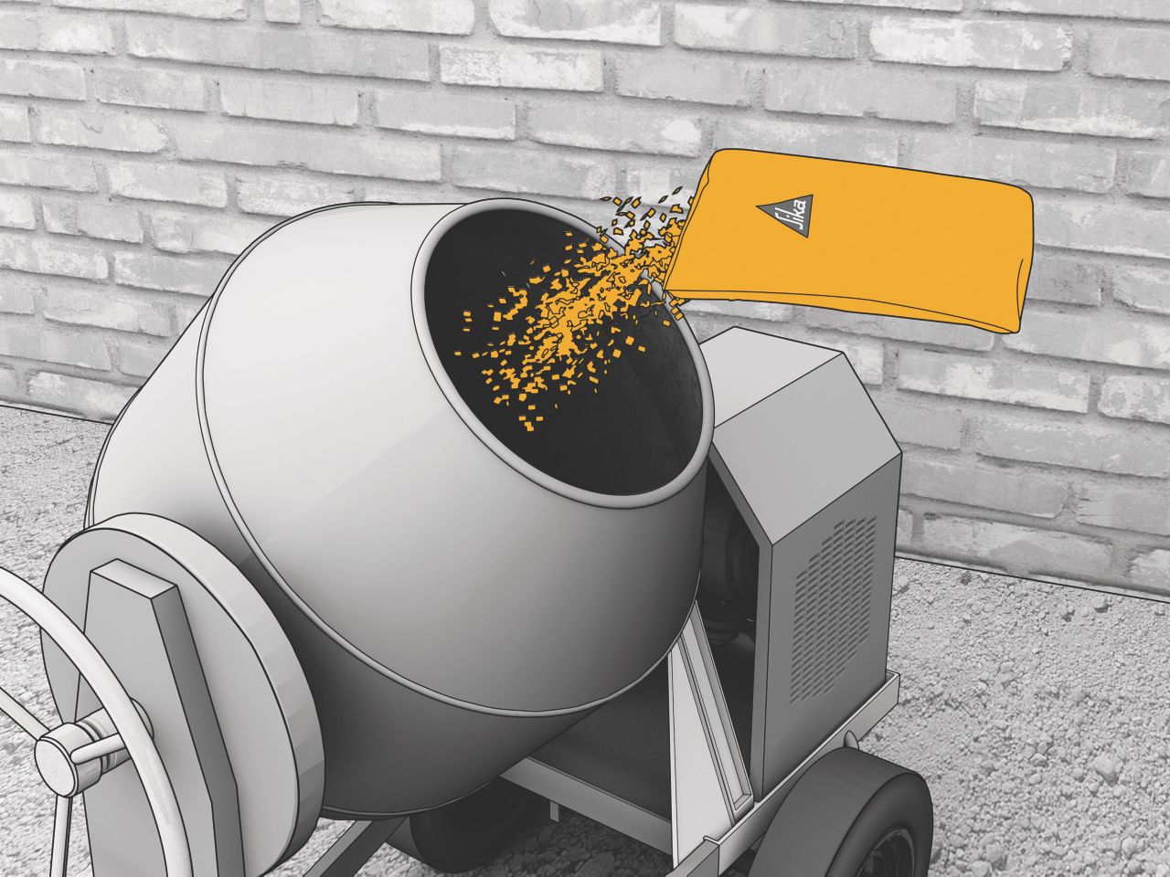 Adding SikaCim fibers to concrete mix