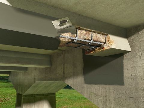 Application of concrete repair mortar to restore bridge structure