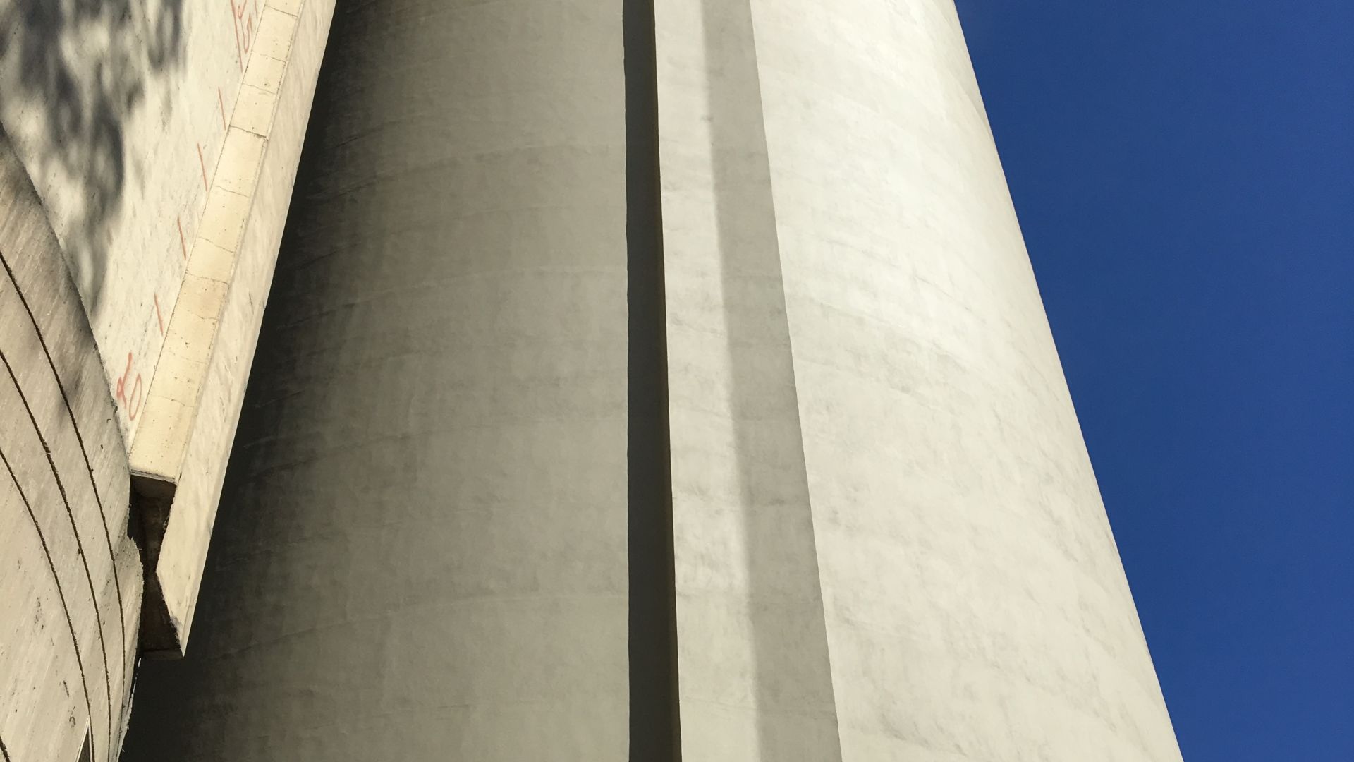 Concrete silo after concrete repair mortar renovation