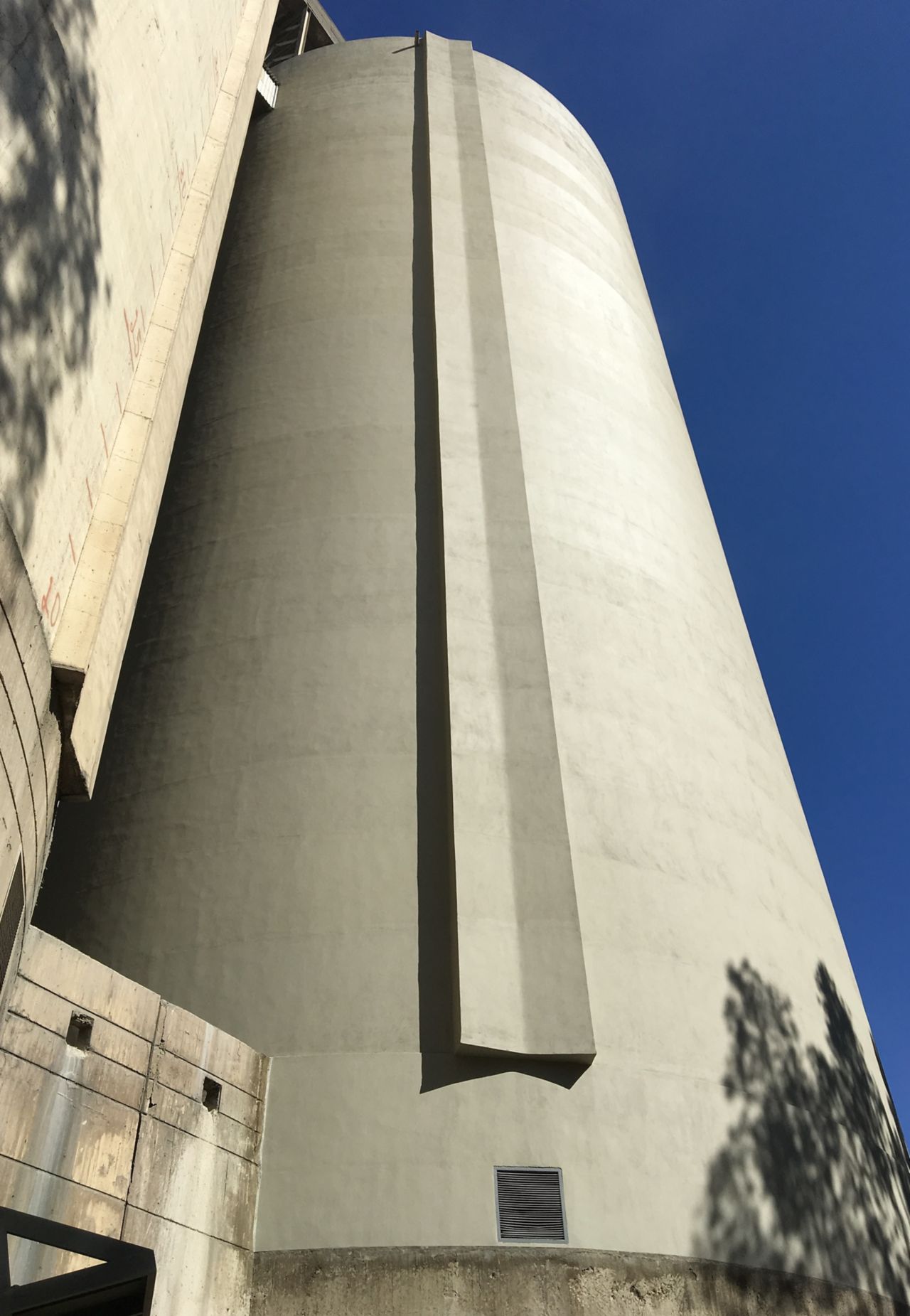 Concrete silo after concrete repair mortar renovation