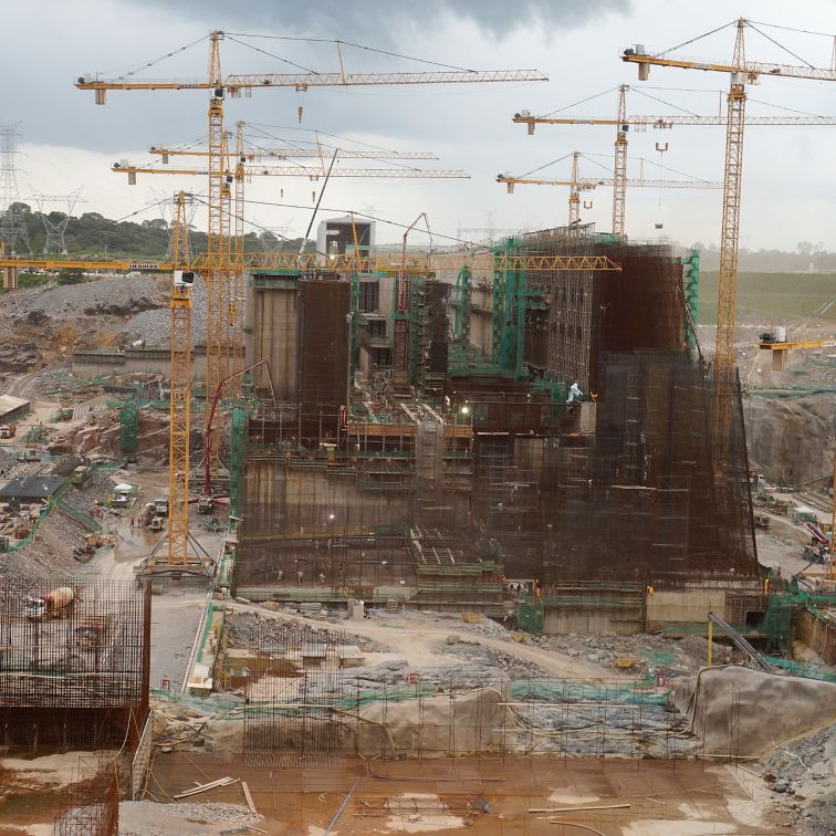 Construction works at Santo Antonio dam in Brazil