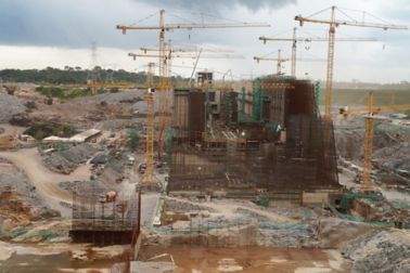 Construction works at Santo Antonio dam in Brazil