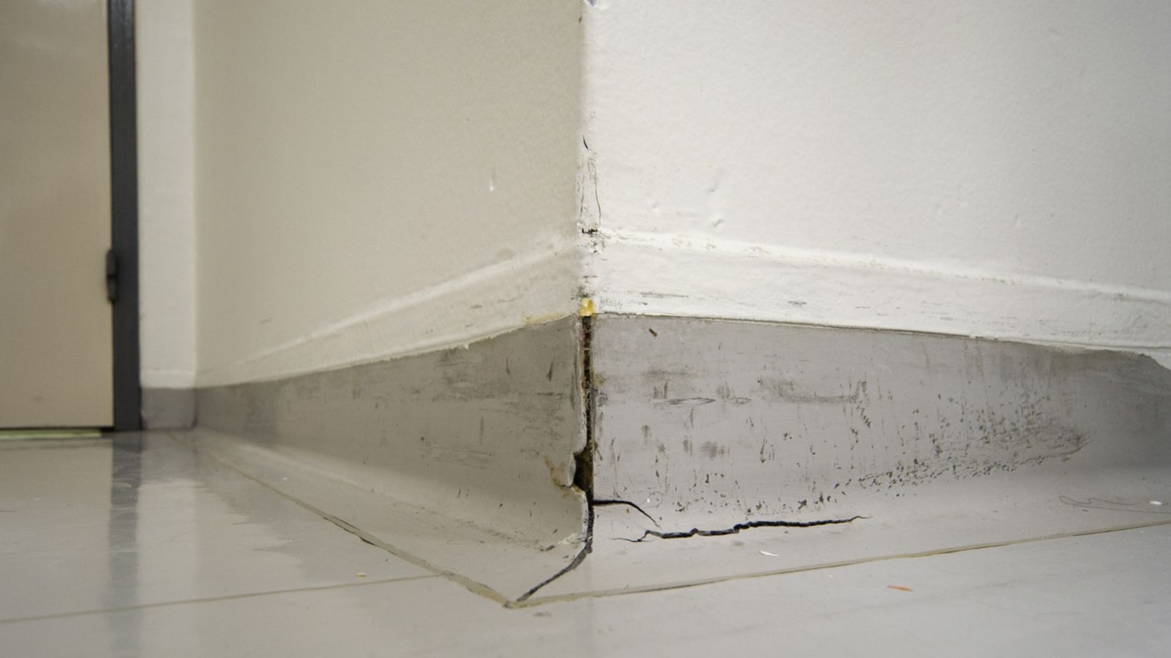 Cracked joint in a healthcare facility