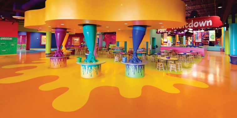 Colorful decorative floor made with Sika ComfortFloor system in Crayola Experience in Florida