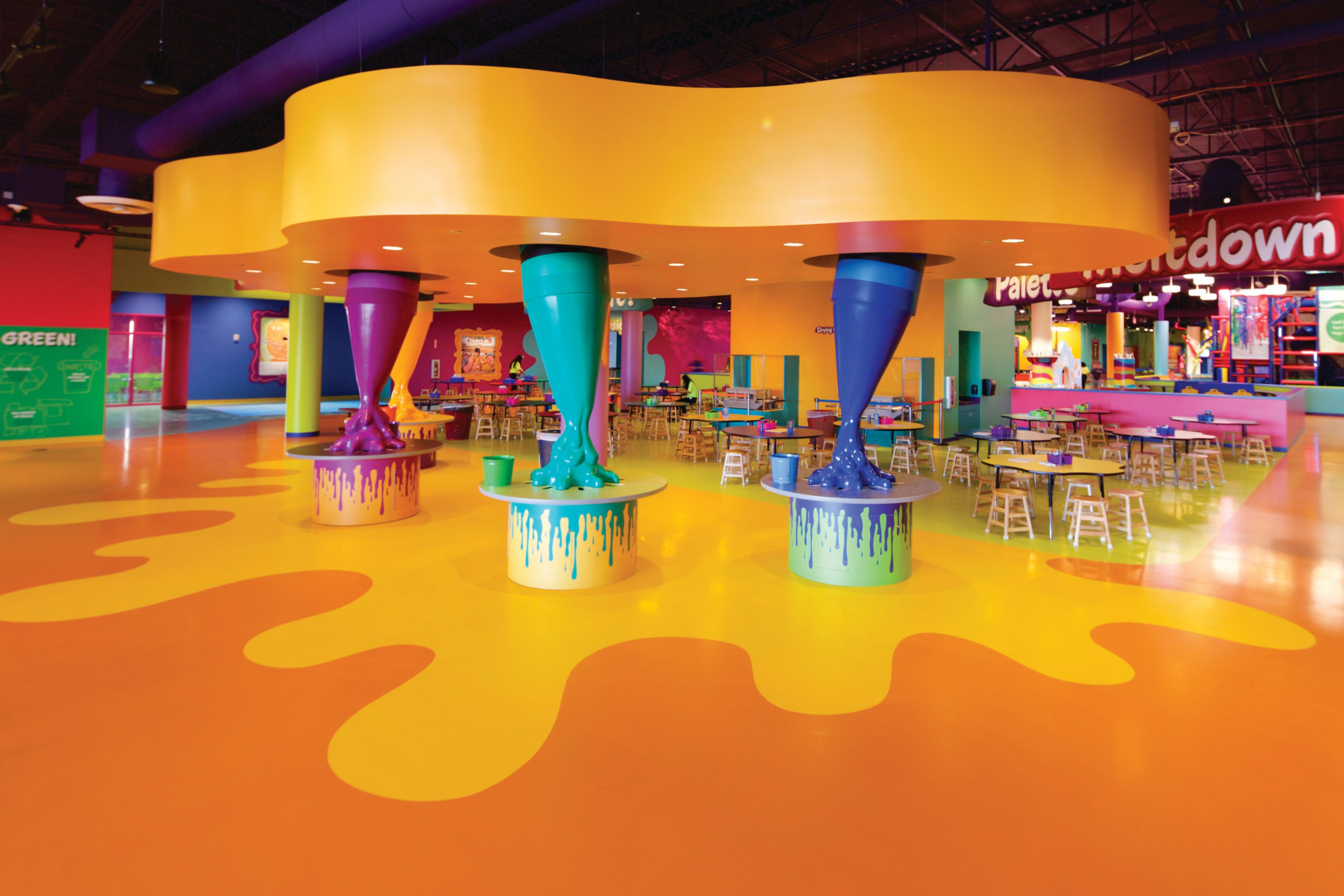 Colorful decorative floor made with Sika ComfortFloor system in Crayola Experience in Florida