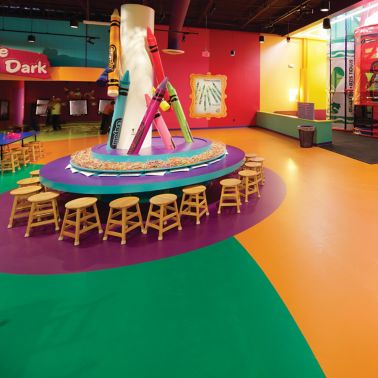 The decorative floor of Crayola Family Park in Orlando, Florida